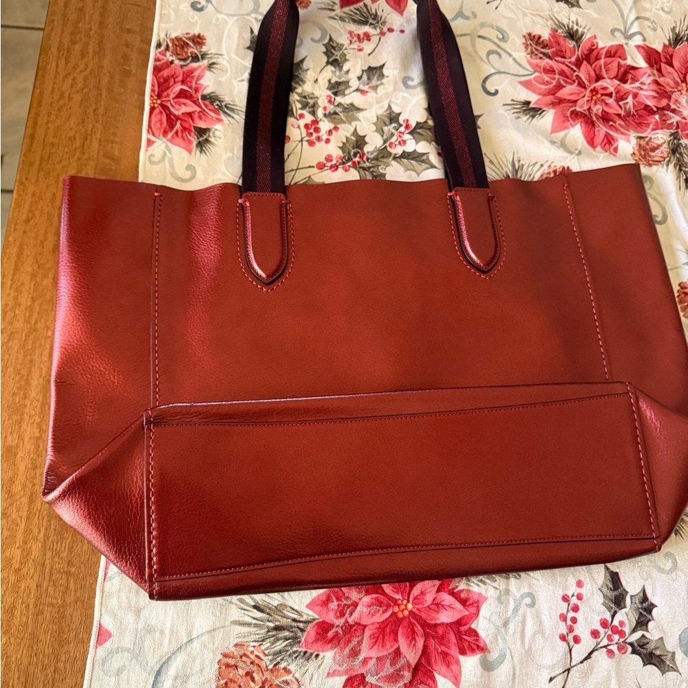 Coach Metallic Red Leather Tote - Picture 5 of 10